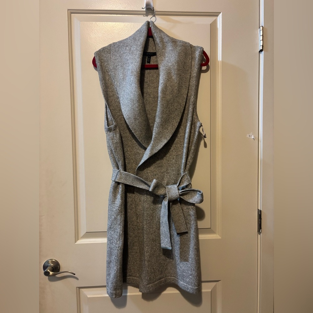 White House Black Market Gray Sleeveless Wrap vest